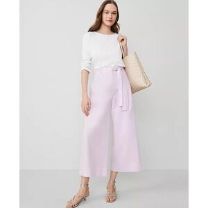 NWT Ann Taylor Belted Crop Palazzo Pant 14 Pastel Wide Leg Chic Office Resort